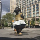 Hippo Ballerina by Bjorn Okholm Skaarup in front of the Metropolitan Opera House of New York City - Lincoln Center